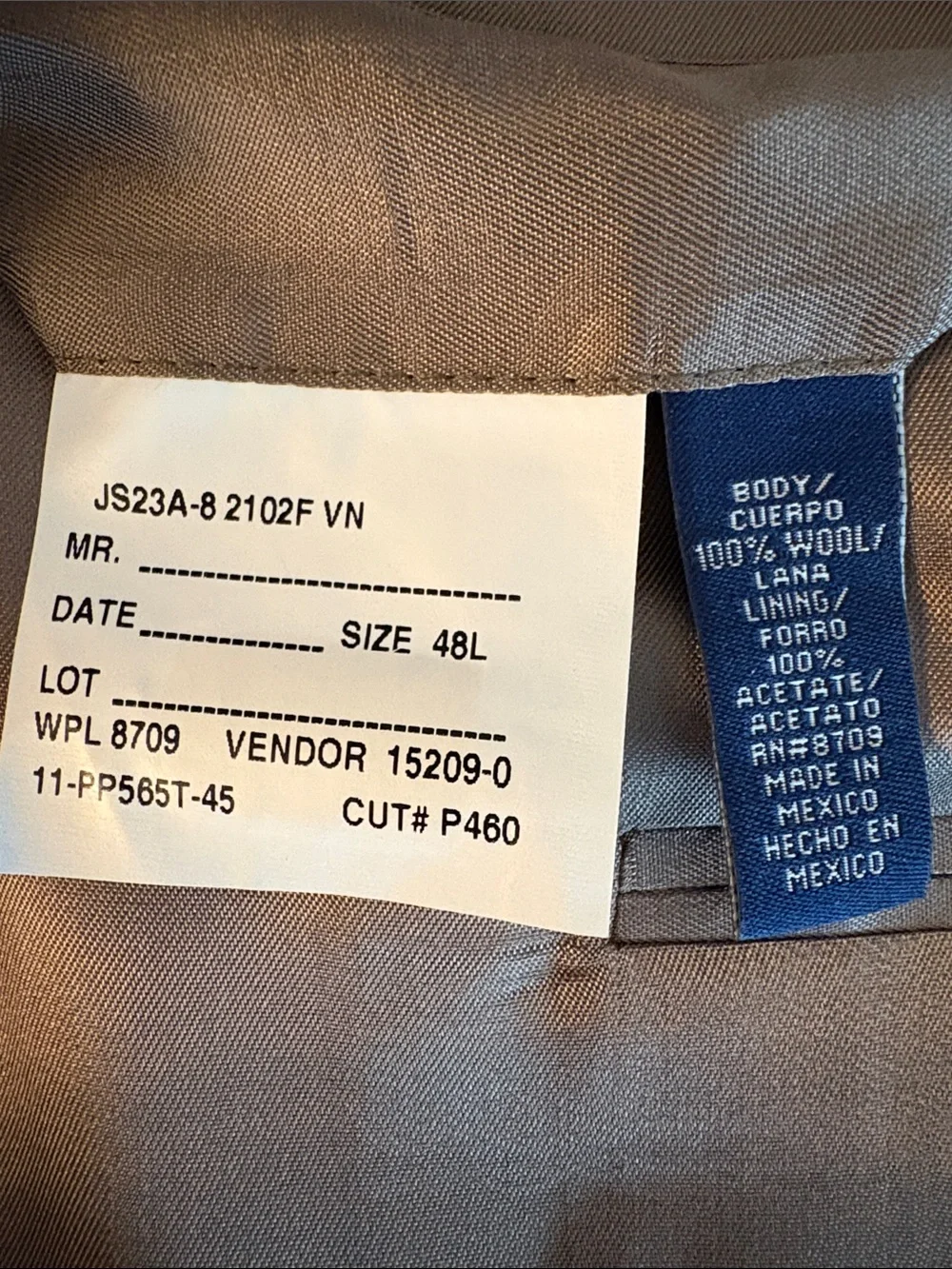 Stafford Super Brown Pinstripe Men's Two-Piece Suit 48L pants 38x32